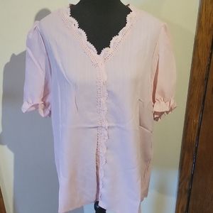 Unbranded Pink Lace Trim Women's Top Size XL